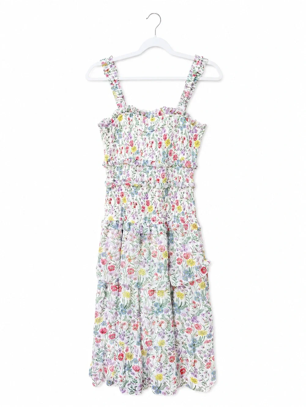 SAYLOR Maxi Dress LEANNA FLORAL DRESS Smocked Sundress Tiered white chic boho